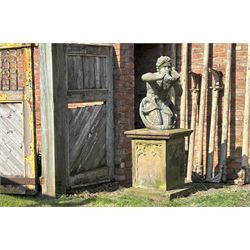 Reconstituted stone garden statue water fountain modelled as Triton, mid 20th century, in characteristic pose. H85cm - COLLECTION BY APPOINTMENT FROM: The White House, Thirsk Road, Easingwold, York, YO61 3NF - CALL 01723 507111 TO ARRANGE