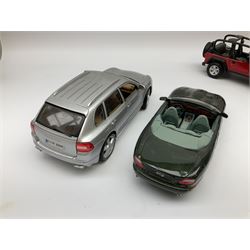 Maisto - ten 1:18 scale models including Porsche Cayenne Turbo, Chrysler 300C Hemi, Jaguar XK8; Mercedes Benz CLS Class; Jaguar S-Type; Lexus SC430 etc; all unboxed (10)
