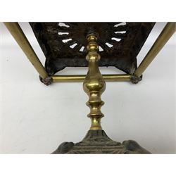 Victorian cast iron and brass stand, decorated with birds and scrolls, H25cm