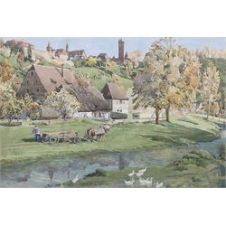 Alexander Gair Wilkinson (British 1882-1957): 'Old Farm' Landscape, watercolour signed, 'Fine Art Society' label verso dated 1936, 36cm x 54cm