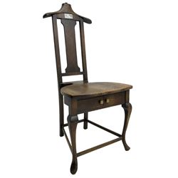 Papworth Industries Cambridge - early 20th century patented oak Gentleman's valet chair, fitted with two drawers to apron