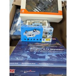 Collection of diecast model aeroplanes, including Corgi The Aviation Archive, Hobby Master Air Power Series and IXO Model examples together with three diecast cars, all boxed