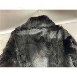 Ladies three quarter length brown mink coat, together with a ladies short black rabbit fur coat 