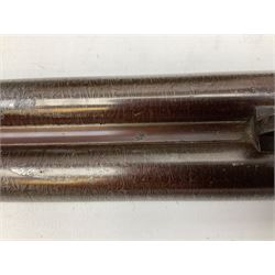 Midland Gun Company Birmingham & London 12-bore side-by-side box-lock non-ejector double barrel shotgun with 76cm damascus barrels, Prince of Wales style walnut stock with chequered grip and fore-end, top safety and engraved lock no.62160 L120cm overall; in scratch built baize lined wooden case. SHOTGUN CERTIFICATE REQUIRED.