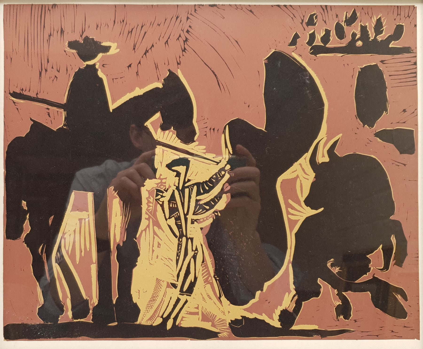 After Pablo Picasso (Spanish 1881-1973): 'Avant la Pique', linocut pub. Louise Leiris, Paris 1962 with COA 27cm x 33cm