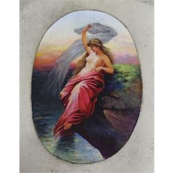 Victorian silver and enamel cigarette case, the front enamelled with a semi nude lady sitting on a river bank by James Deakin & Sons, Birmingham 1897, approx 3.7oz