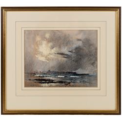 Robert Leslie Howey (British 1900-1981): 'View From Seaton Carew Beach', mixed media signed, titled verso 21.5cm x 27.5cm
