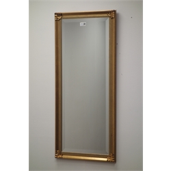  Rectangular gilt framed bevel edge mirror, W40cm, H94cm  