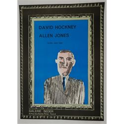 After David Hockney (British 1937-): 'David Hockney & Allen Jones', exhibition poster with facsimile signature 71cm x 52cm (unframed)