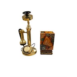 Astral candlestick telephone and an agate slice table lamp