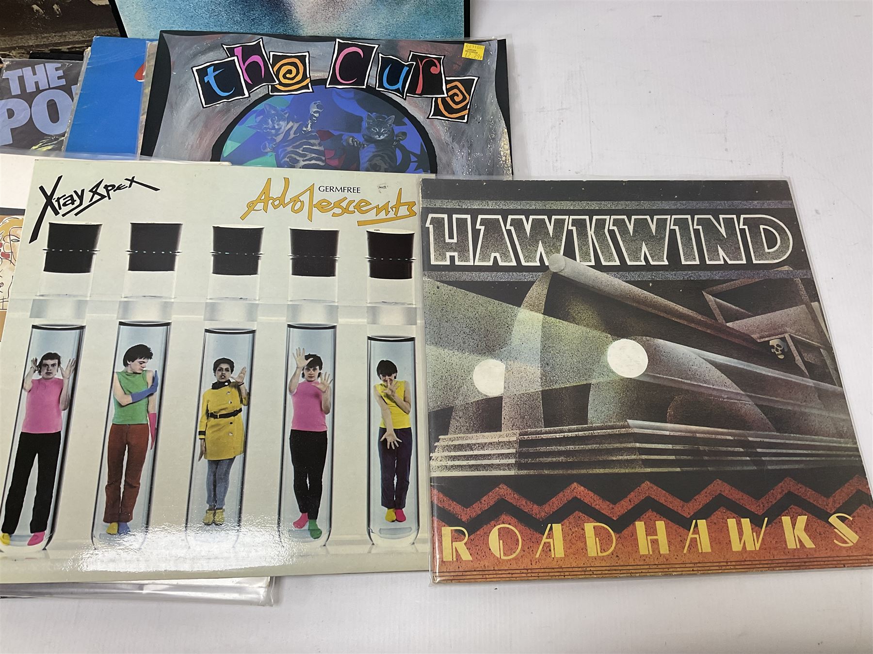 Collection of Rock, Punk and Pop vinyl LP records, including Tyrannosaurus Rex A Beard of Stars, Black Sabbath Paranoid, Derek & The Dominoes Layla, David Bowie Lodger, Kraftwerk Computer World, The Police Zenyatta Mondatta, etc