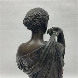 Bronzed figure of a woman in neoclassical dress, H39cm