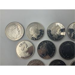 Seventeen Queen Elizabeth II United Kingdom five pound coins