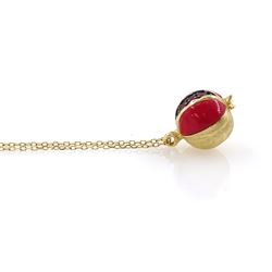 Pamela Love 14ct gold ruby and recycled coral mini Hera pomegranate pendant necklace