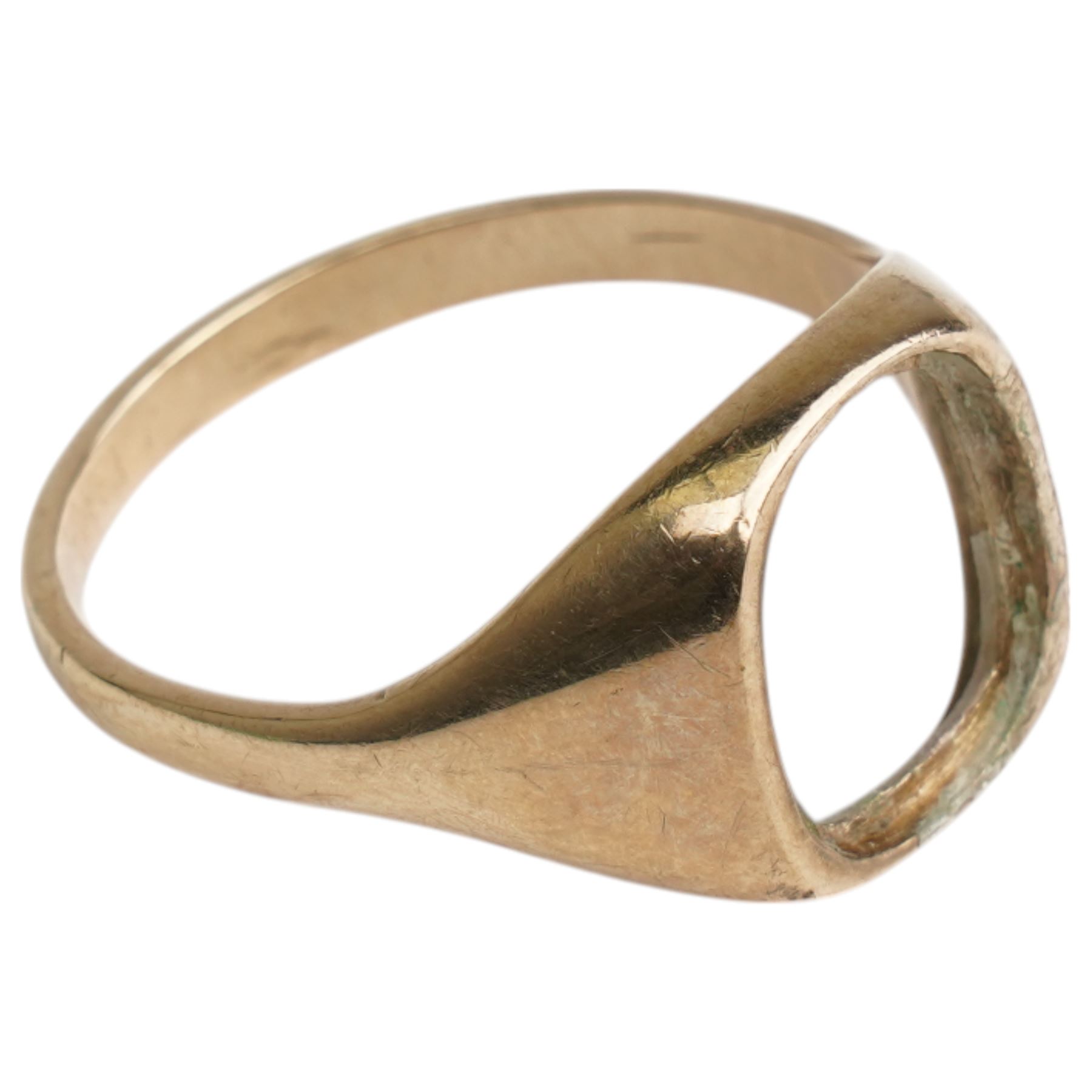 9ct gold signet ring mount, hallmarked