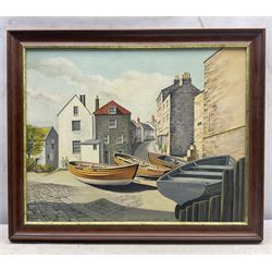 P McH**** (20th century): 'Robin Hoods Bay, oil on panel signed with initials titled and dated 1984, 39cm x 49cm