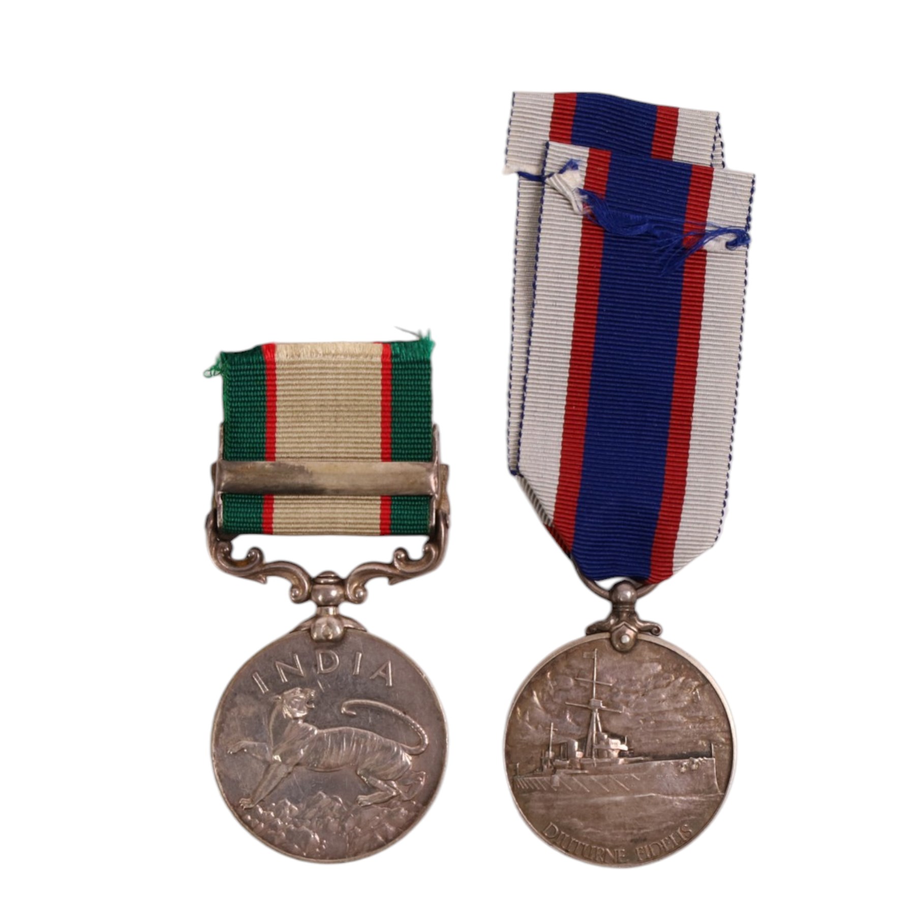 George VI India General Service medal, with North West Frontier 1936-37 clasp, awarded to 10532 Sepoy Mohd Iqbal, 2-2 Punjab R, together with Royal Fleet Reserve Long Service and Good Conduct Medal, awarded to H.Whiteside. PO.B. 21071 A.B.R.F 