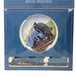 Three Hornby 00 gauge locomotives, comprising R2675 LNER Class A1 locomotive ‘Flying Scotsman’ no. 4472, R3060 BR Class A1 locomotive ‘Tornado’ no. 60163 and R761 GWR Hall Class locomotive 'Kneller Hall', together with Hornby Royal Doulton 'Time for a Change' 50th Anniversary Collection locomotive and plate set, all boxed (4)