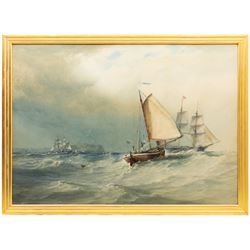 Arthur Wilde Parsons (British 1854-1931): 'A Fresh Breeze Off Scarborough', watercolour with scratching out signed and dated 1888, original title label verso 75cm x 105cm