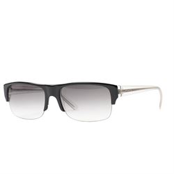 Prada - half-rim sunglasses with black acetate upper frame, clear acetate and silver-tone ...