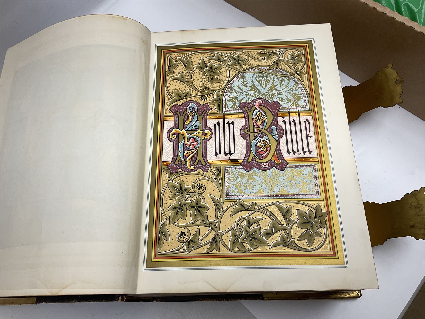 The National Comprehensive Family Bible, coloured and black and white plates, together with Jessop Atlantic tripod, brass candlestick and other collectables, in three boxes 