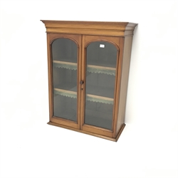 Victorian mahogany bookcase, two arched glazed doors enclosing two shelves, W83cm, H108cm, D39cm  