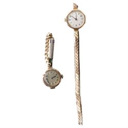 Unicorn 9ct gold manual wind wristwatch, silvered sunburst dial, case by Rolex, Glasgow im...