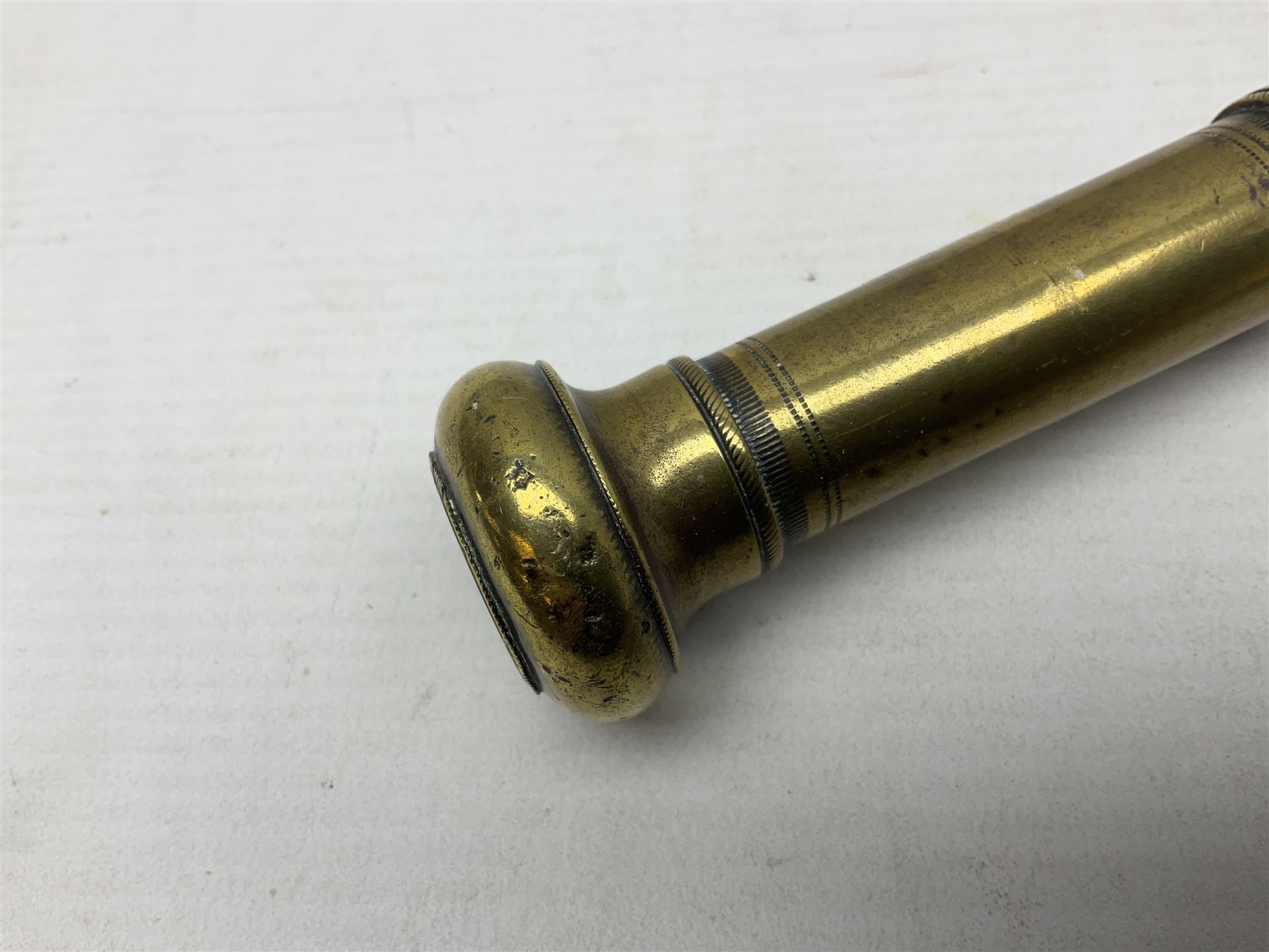 19th Century tipstaff, with brass finial and hardwood handle, L48cm