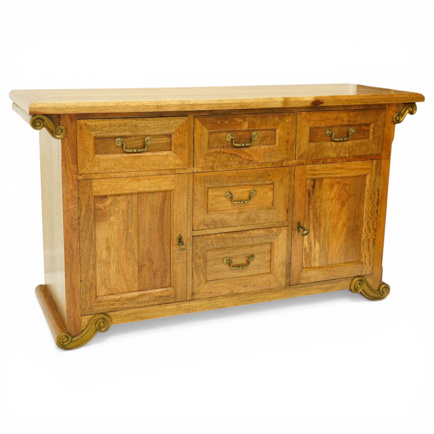 Baker Furniture - 'Baluster' range mango wood sideboard, with an arrangement of five drawers and two cupboards, gilt metal mounts