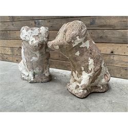 Pair painted stone pigs 