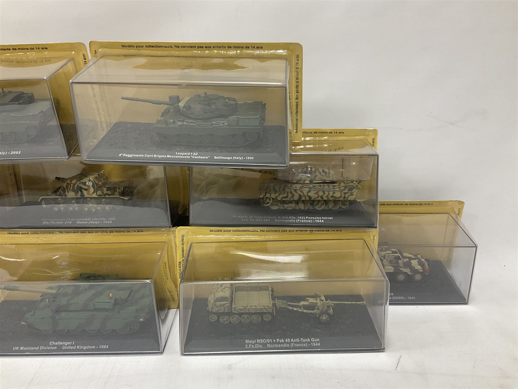DeAgostini The Combat Tanks Collection -  forty-six periodical issued die-cast models of tanks; in plastic display cases in unopened blister packs (46)