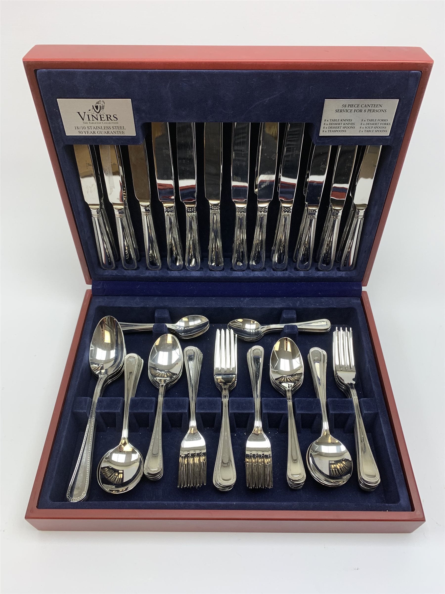 A canteen of Viners Stainless Steel cutlery for twelve place settings. 