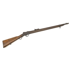 Early 20th century BSA .310 Cadet rifle, the Martini action marked with a kangaroo and 'Commonwealth of Australia', serial no.2947, the walnut stock impressed 7/09 C.M.F. over S.A 1801, 62cm barrel with hinged foresight L103cm overall