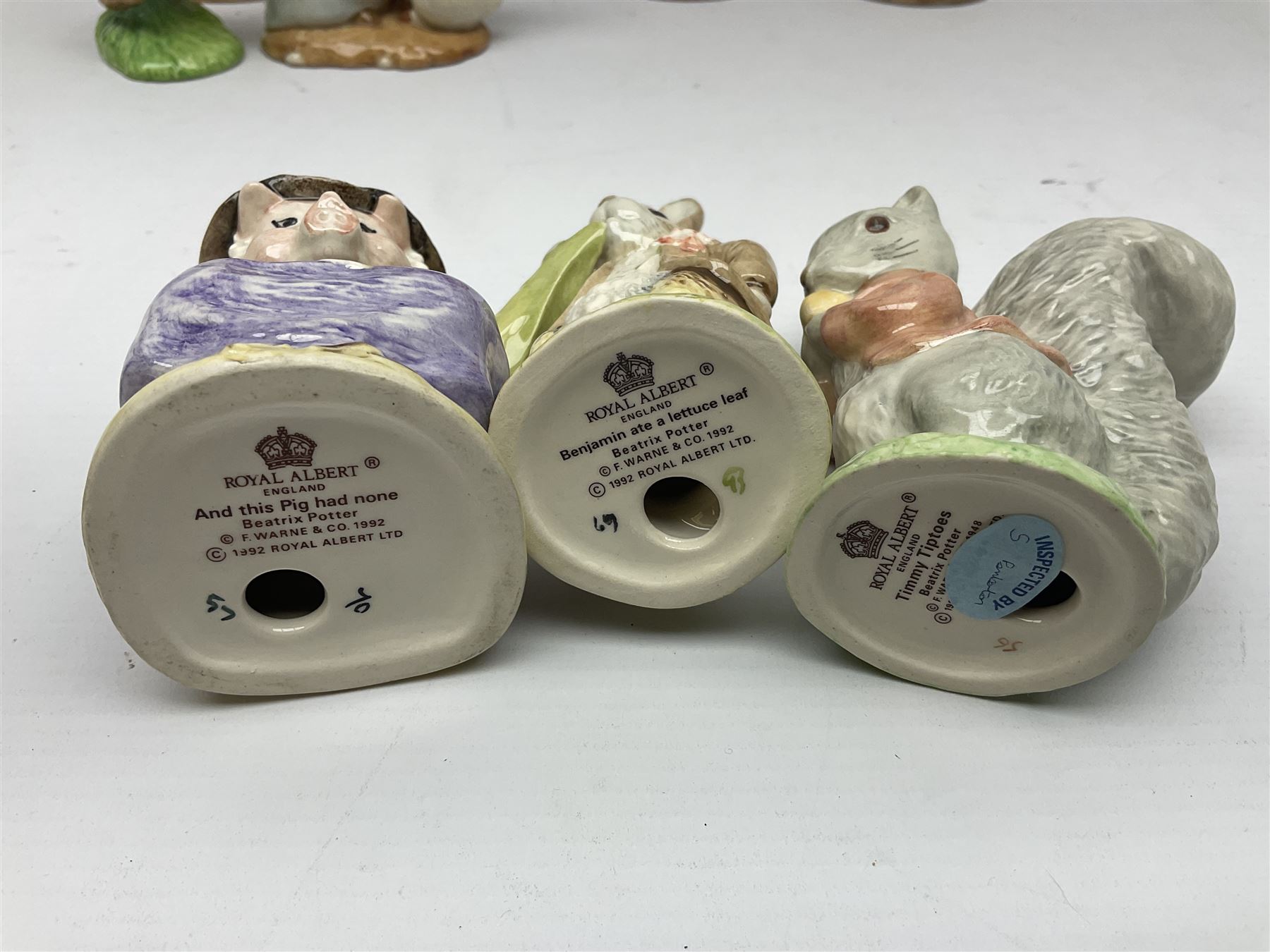 Twelve Royal Albert Beatrix Potter figures, including Mr Alderman Ptolemy, Peter Rabbit and This Pig Had None, etc, some boxed, together with four Royal Worcester Noddy figures, including Big Ears and PC Plod, boxed