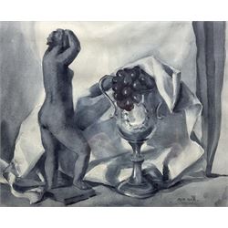 Jessie Alexandra Dick (Scottish 1896-1976): 'Black Sculpture', watercolour en grisaille si...
