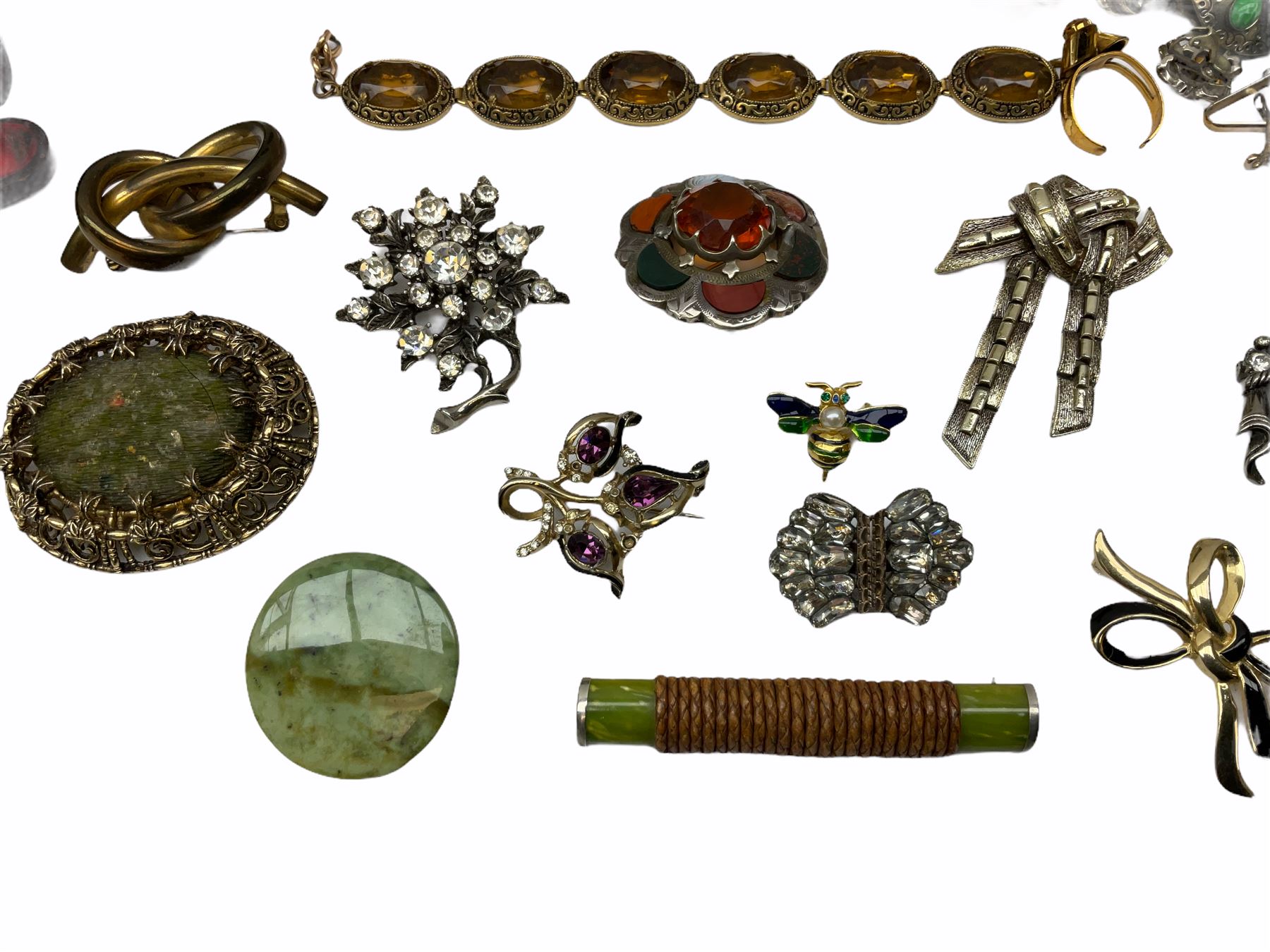 Silver cigar piercer by Dunhill, Birmingham 1958, gold garnet ring, stamped 9ct, Victorian rose gold shank hallmarked with soldered gilt cameo head and a collection of vintage and later costume jewellery