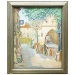 French School (Early 20th century): Lamballe Street Scene, oil on canvas titled and dated 1937, 49cm x 39cm 