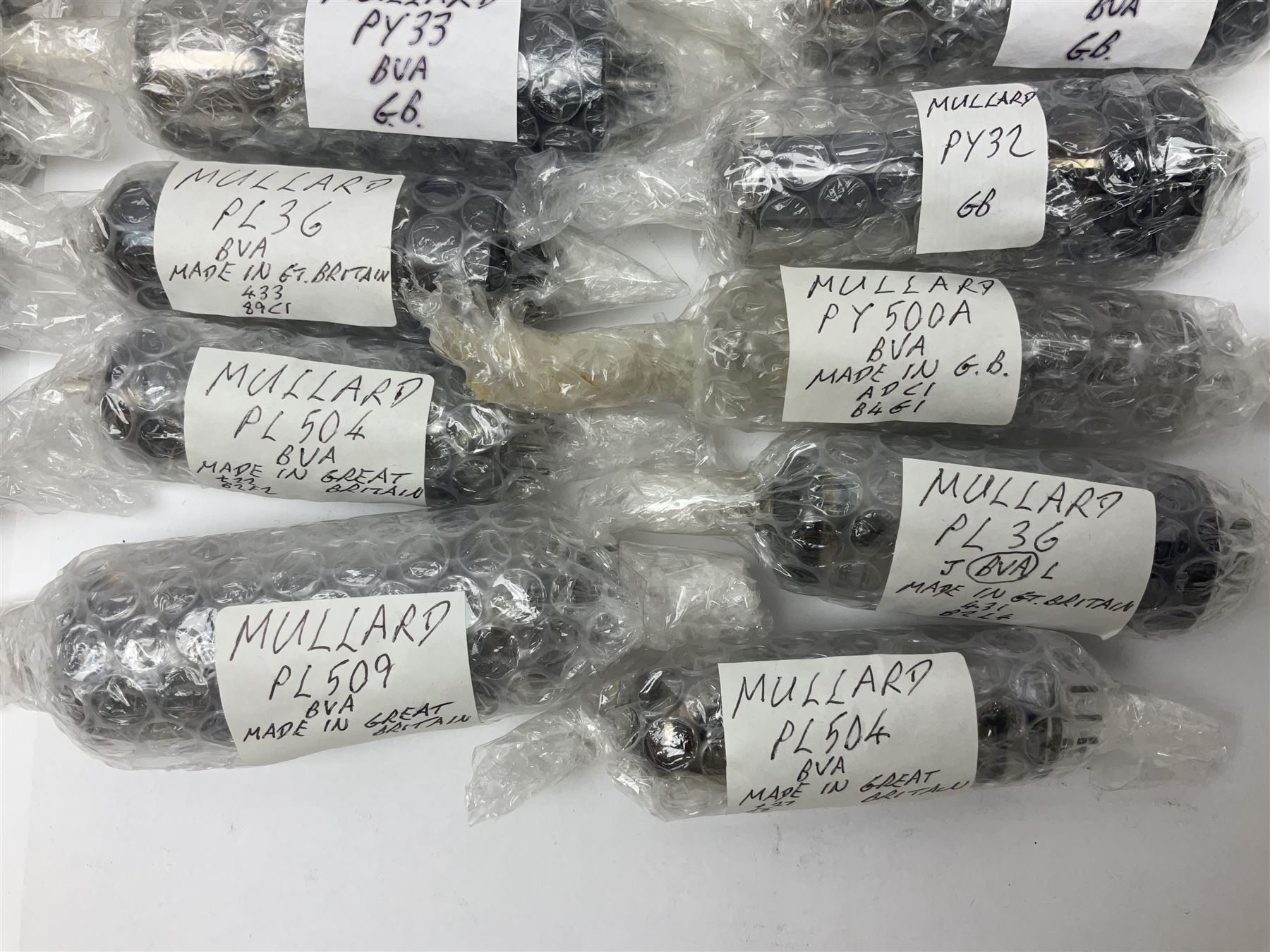 Collection of Mullard thermionic radio valves/vacuum tubes, including VP2, AZ31, PZ30, CY1, EL38 etc approximately 30 as per list, unboxed
