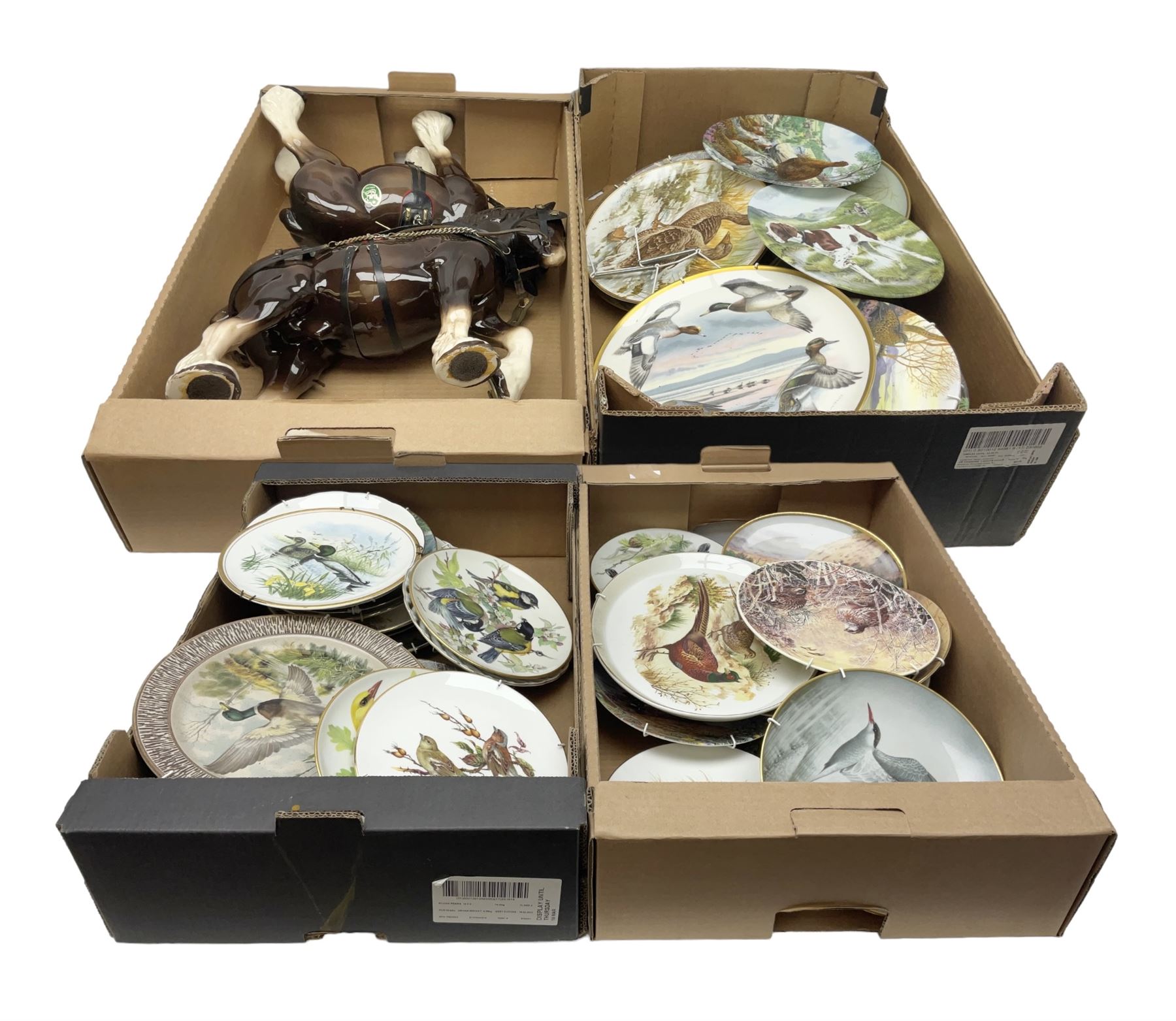 Melba ware shire horse and another similar shire, together with a collection of collectors plates, in four boxes