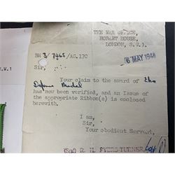 WWI pair of medals comprising British War Medal and Victory Medal awarded to 2nd Lieutenant C.T. Draper; and WWII Defence Medal awarded to Captain C.T. Draper with War Office letter of confirmation; all with ribbons (3)