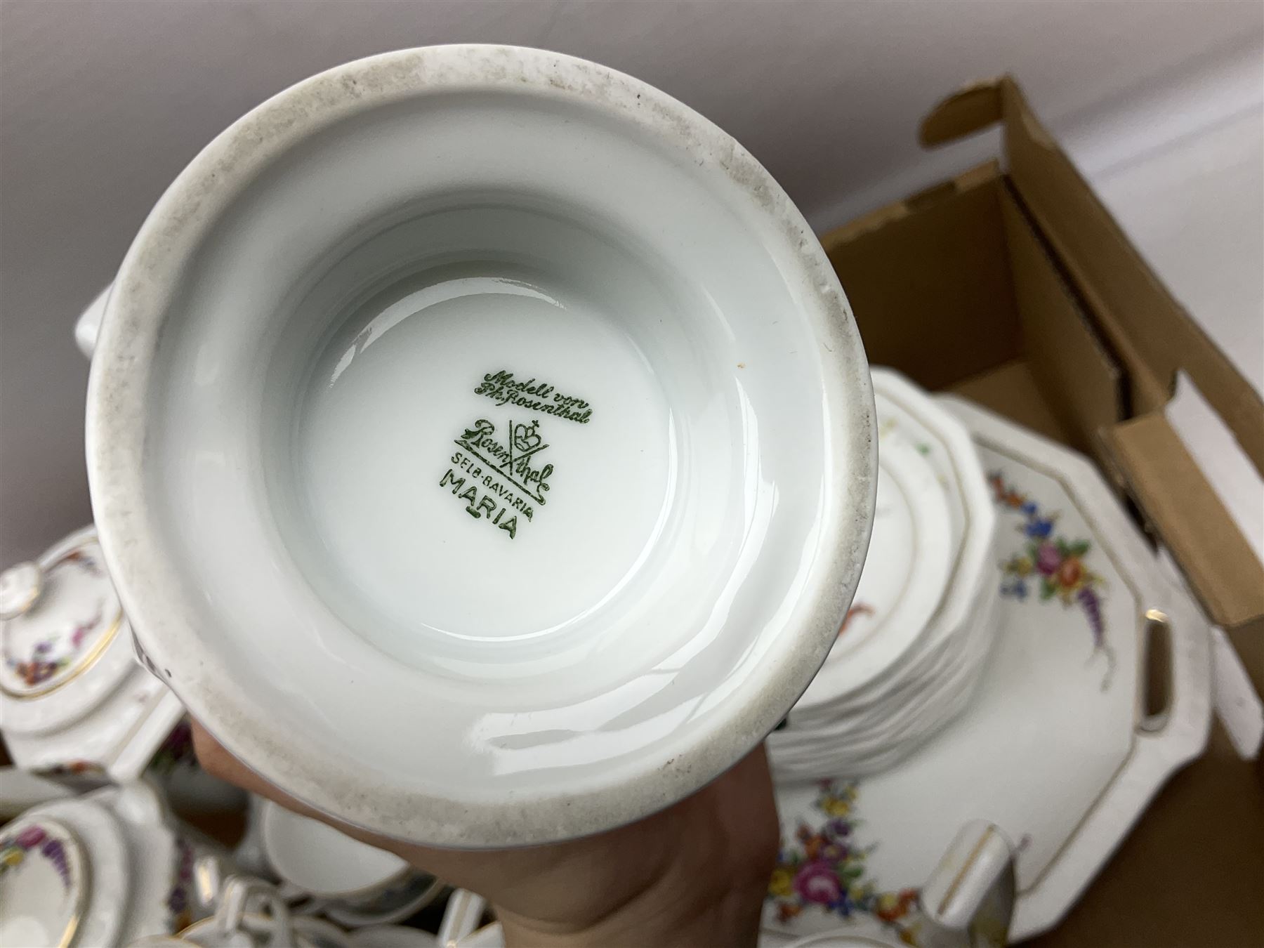 Rosenthal Pompadour Samara pattern tea wares, to include two teapots, twelve teacups and saucers, two cake plates, ten dessert plates, etc (40)