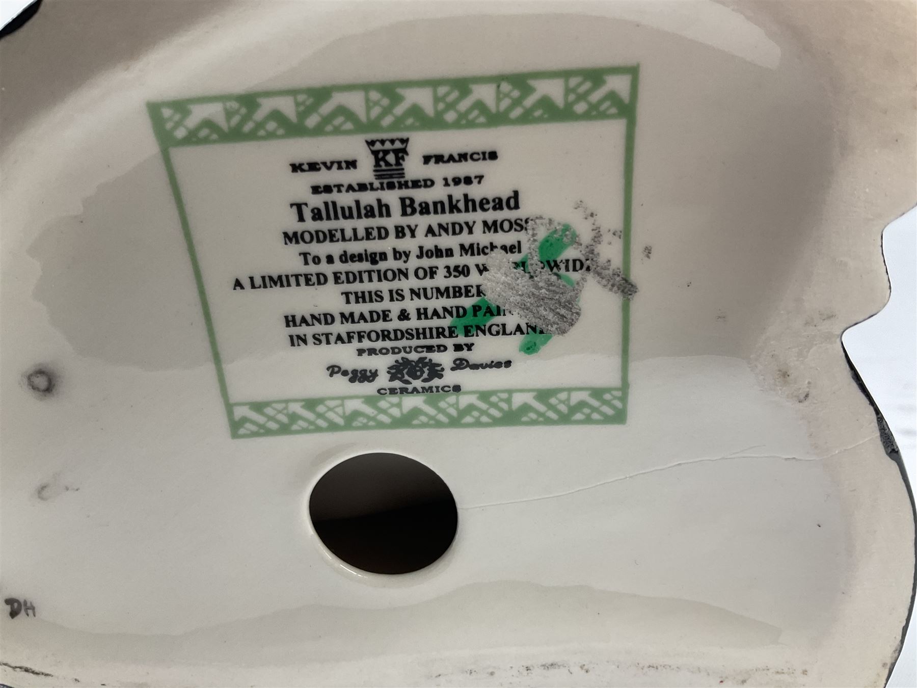 Three Kevin Francis figures produced by Peggy Davies ceramics, Clarice Cliff Centenary Figure H27cm, Tallulah Bankhead H26cm and Chantella H21cm. 