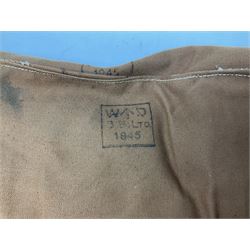 WW2 British Army RAMC 'Regimental Medical Pannier', well marked externally and dated 1941, stamped May 1943 internally, canvas covered wicker form with leather edges, hinged top and fall front with two rope carrying handles, fitted iron locking straps with securing chains; contains various unused field dressings and bandages with WW2 dates and two pillows; original label under lid L79cm