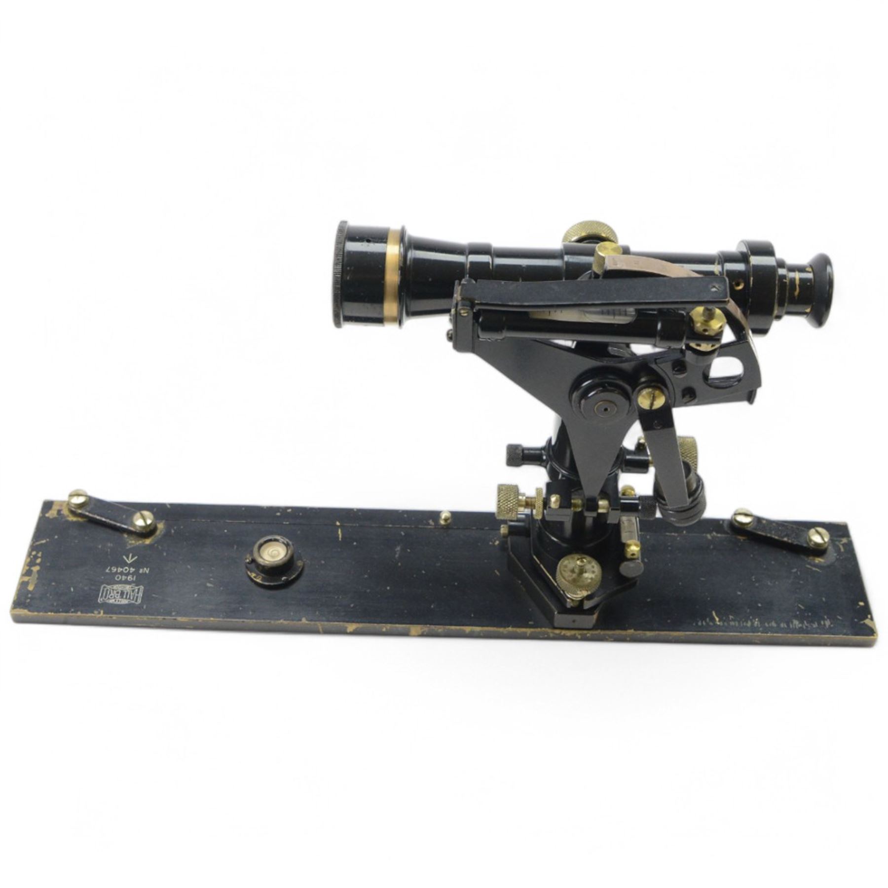 MKI Watkin Clinometer No. 1 1894, military issue Hall Bros theodolite no. 40467, and a military issue B562 gap measurer No. 3, all within fitted canvas/wooden cases