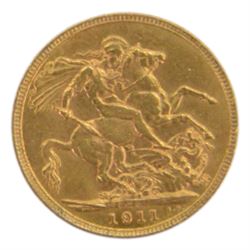 King George V 1911 gold full sovereign coin