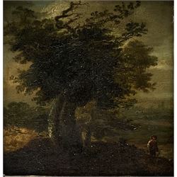 English School (18th century): Wooded Landscape, oil on panel unsigned 11cm x 11cm