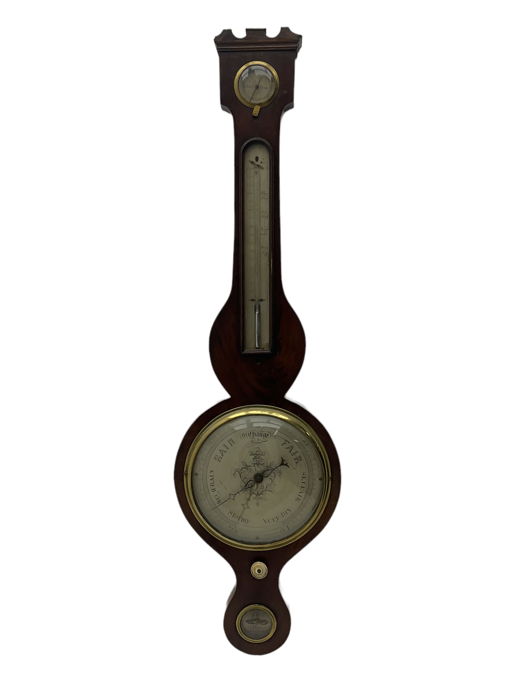 Victorian mahogany cased mercury wheel barometer by A Rizzi, Leeds,c