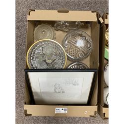 Collection of ceramics, glassware, metalware and one picture, to include two Portmeirion Botanic Garden vases and after Ernest Howard Shepard (British 1979-1976): Winnie The Pooh original sketch print, in two boxes