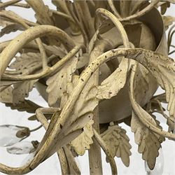 Laura Ashley - eight branch metal chandelier, decorated with trailing leafy branches and glass pendants, in ochre paint finish - ex-display/bankruptcy stock 