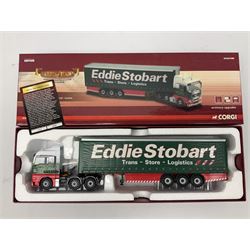 Corgi Eddie Stobart - three Hauliers of Renown lorries; CC13722 Scania R Fridge Trailer; CC15202 MAN XLX; and CC15207 MAN TG-X (XL) Fuel Tanker; all boxed (3)